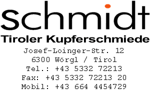 Tiroler Kupferschmiede & Kunstschmiede Hans Peter Schmidt bietet Schnapsbrennanlagen, Brennereianlagen, Bierbrauanlagen, Brennereibedarf, Bierbrauzubeh�r uvm.